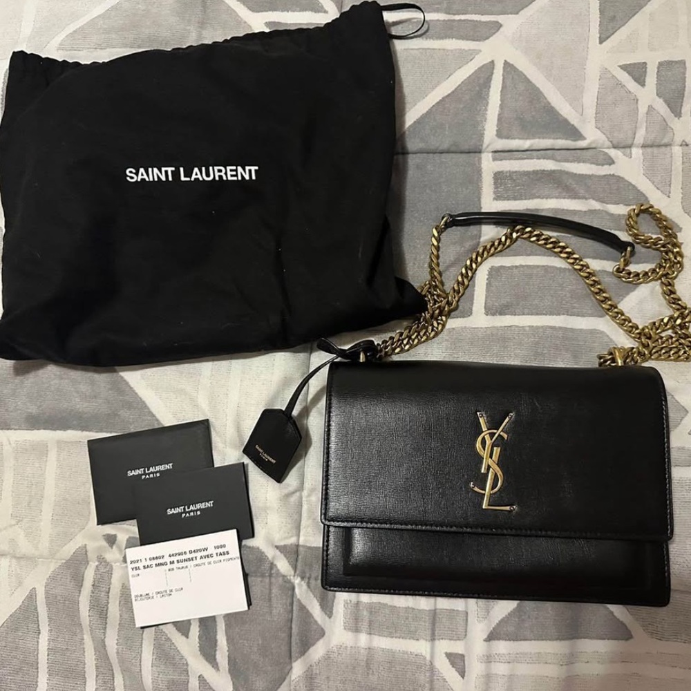 Saint Laurent Medium Sunset Bag – Black Leather with silver Hardware - Picture 4 of 5